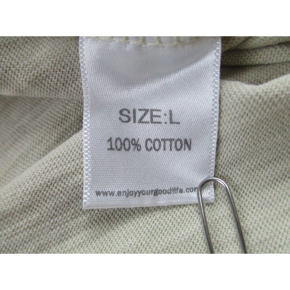 Goodlife Shirt Mens Large Beige Short Sleeve Henley Slub 100% Cotton Made in USA - Picture 5 of 9